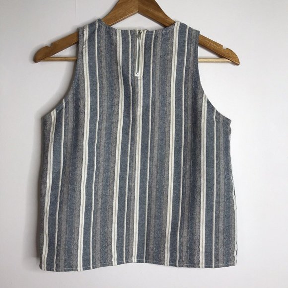 Paper Crane Women's Medium Gray Blue Tank Top Shirt Blouse Linen Blend - Picture 5 of 5